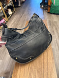 Black Leather Shoulder Bag, 15"x10"