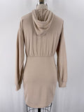 Heart Hips Tan Hooded Fitted Dress, L