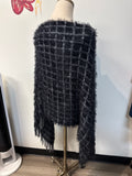 Bazzaara Blue Poncho Sweater, One Size