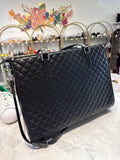 Cozony Black Faux Leather Laptop Tote Bag, 11.8"x7"x16.5"