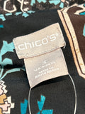 Chico's Black Print Top, XL