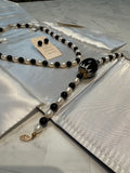 Genuine Cultured Freshwater Pearl Black/White Necklace + Bracelet + Earrings with 10K Gold Clasp