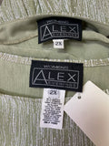 Alex Evenings 2pc Green/Silver Jacket + Top, 2X