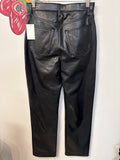 Abercrombie & Fitch Black Faux Leather 90s Straight 30" Inseam Jeans, 4