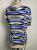 White House Black Market Blue/Black Stripe Top, L