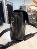 Vintage Coach Black Leather Style 5307 Messenger Laptop Bag, 16"x11"
