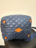 MZ Wallace Blue Quilted Nylon Rainbow Crossbody Tote Bag, 9"x12"
