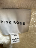 Pink Rose Cropped White Sweater, XS