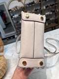 Michael Kors White Mercer Medium Rainbow-Trim Leather Accordion Crossbody Bag, 8.75"X7.5"X4"