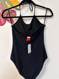 Red Carter Black Halter One Piece Swimsuit, 8