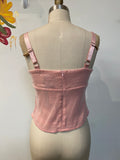 New White Fox Pink Sequin Bustier Top, M