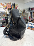 L. Credi Black Leather Backpack, 14"x12"