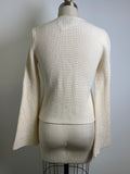 Leo & Sage Cream 100% Cashmere Bell Sleeve Sweater, XS