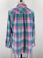 Talbots Plaid Button Front Top, 1X