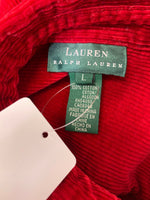 Lauren Ralph Lauren Red Corduroy Zip Front Jacket, L