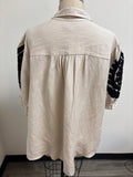 New Chico's Tan Applique Top, 18 (retail $109)