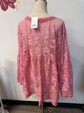 Bibi Pink Lace Top, 2X