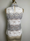 New White House Black Market Ecru/Black Lace Top, 8
