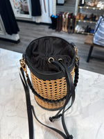 Black Drawstring Crossbody Bag, 9"x6"