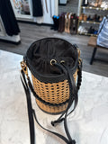 Black Drawstring Crossbody Bag, 9"x6"