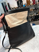 Margot Black Leather Crossbody Bag, 11"x9"