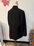 Anne Klein Black with Faux Leather Trim Blazer Jacket, L