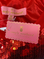 New Simply Southern Red Sequin Merry Christmas Top, S