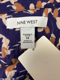 Nine West Purple Print Belted Dress, 1X