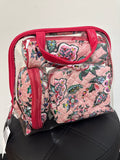 New Vera Bradley Stitched Flowers Iconic 4pc Cosmetic Set