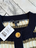 Talbots Navy/Gold/White Stripe Cardigan, 2X Petite