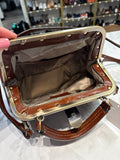 Gianni Conti Brown Leather Crossbody Bag, 11"x7"