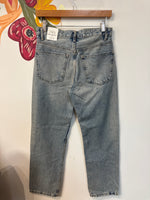 New Zara Button Fly Mid Rise Straight Jeans, 4