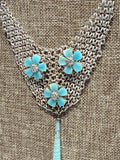 Monet Silver Blue Resin Necklace, 16"