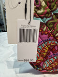 New Vera Bradley Resort Medallion Triple Zip Hipster, 11"x11"