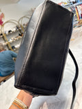 Vince Camuto Black Leather Elva Satchel, 14"x10"