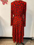 Cabi Red Animal Print Wrap Dress, L