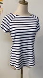Talbots White/Blue Stripe Top, S Petite