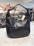 Darcy Marks Black Faux Leather Shoulder Bag, 16"x10"