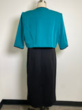 Maya Brooke 2pc Black/Teal Dress + Jacket, 12