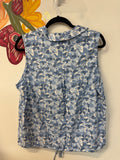 Coastal Comfort Blue Linen Top, XL