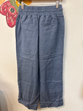 New Quince Blue 100% Linen Wide Leg 27.5" Inseam Pants, XS