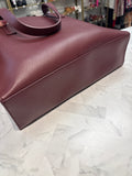 New Rachel Zoe Arialith Bordo Large Tote Bag Burgundy Faux Vegan Leather, 16.5"x11.5"