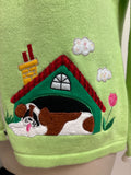 Bobbie Bell Green Dog Sweater, M