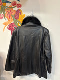 Worthington Black Leather & Fox Fur Removable Hood Jacket, L
