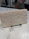 Vintage Clutch White Beaded 9"x5"