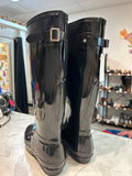 Hunter Black Glossy Tall Boots, 8