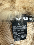 Revue Genuine Rabbit Hair with Leather Trim Vest, L