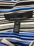White House Black Market Blue/Black Stripe Top, L