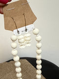 Vintage Milk Glass Necklace + Earrings, 20"