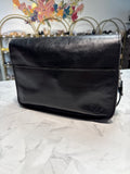 Patricia Nash Black Leather Flap Crossbody Bag, 11.5"x9"